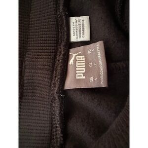 Puma Womens Black Fleece Sweatpants Straight Leg Pink Glitter Logo Small